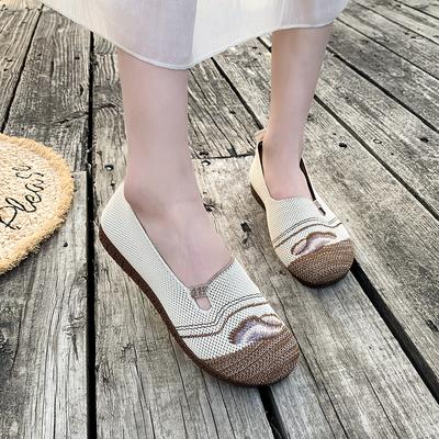 Модные женские летние сетчатые дышащие туфли на плоской подошве, женские удобные и легкие спортивные трикотажные женские повседневные туфли