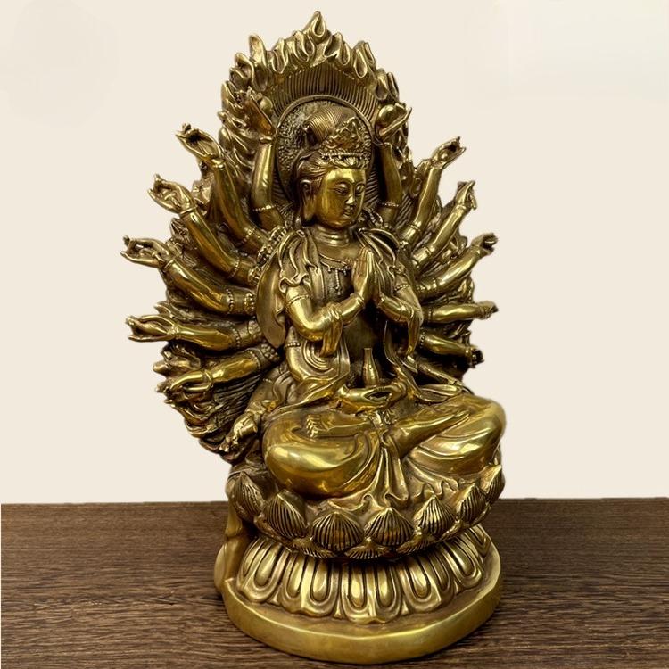 Copper Thousand-handed Guanyin Bodhisattva Buddha Statue Eighteen-armed Quasi-lifting Buddha Decoration