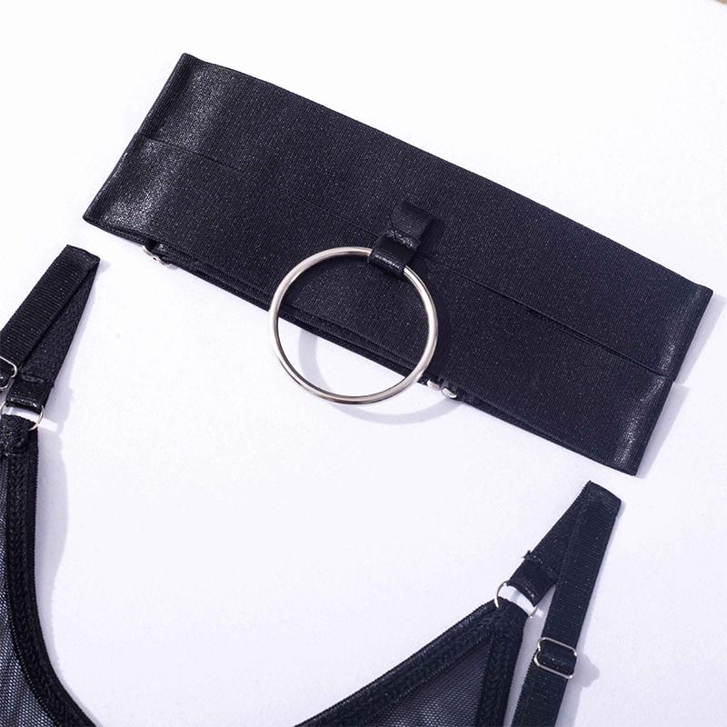 Aduloty Сексуальное эротическое белье, соблазнительная сетчатая марля, полые перспективы, увеличенное кольцо на шею, железное кольцо, соблазнительный женский комплект нижнего белья