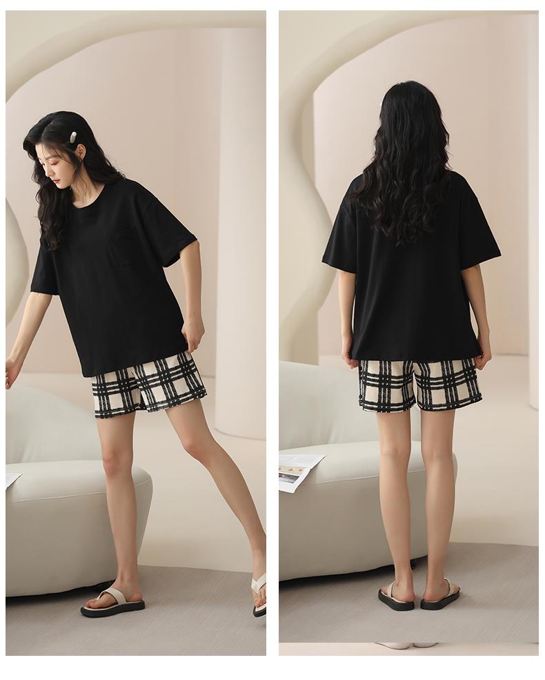 Pabonu 26 summer new women's short sleeved shorts made of pure cotton, soft and comfortable pajamas fd
