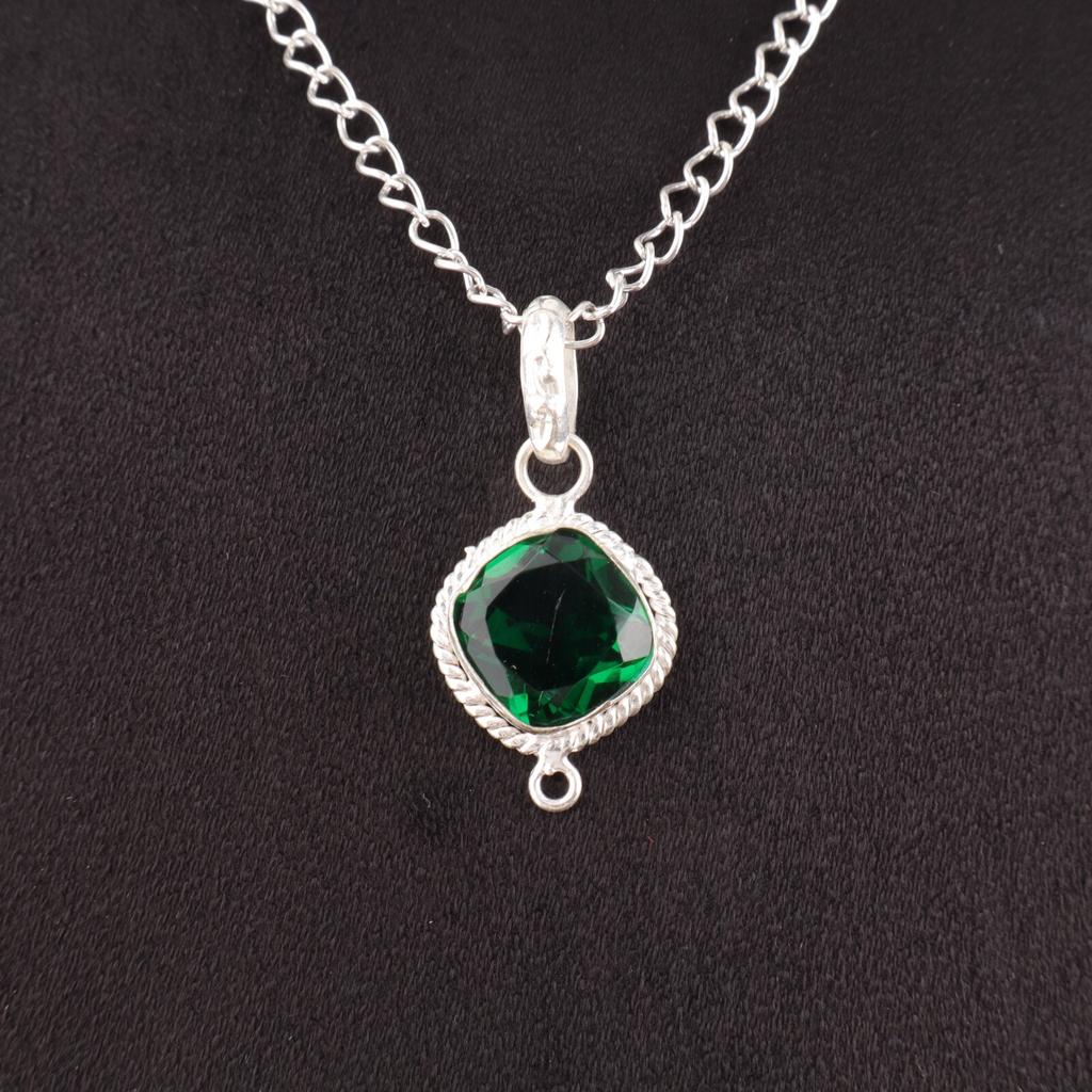 Green Emerald Gemstone Sterling Silver Birthday Gift Anniversary May New Pendant PP-11-1