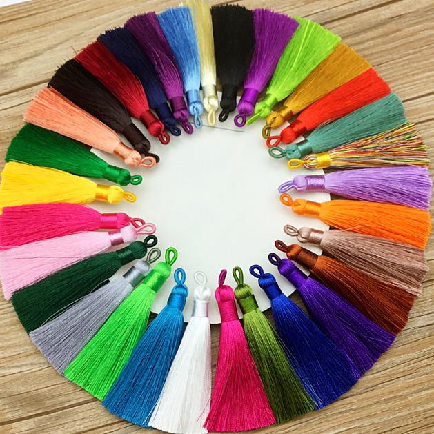 Подвеска-кисточка из гладкого полиэстерового шелка своими руками с коротким подвесным кольцом для ювелирных изделий