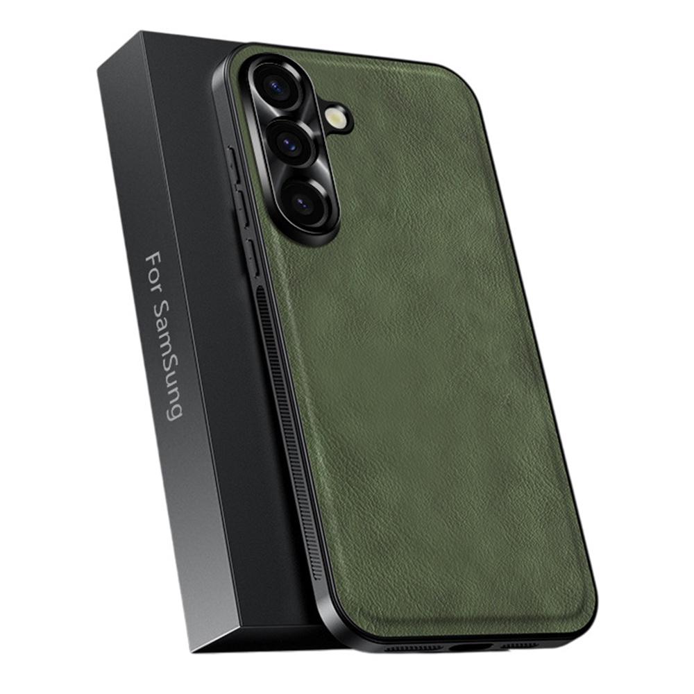 Чехол для Samsung Galaxy A56 5G PU+TPU+PC Задняя крышка телефона с металлическим ободком для объектива