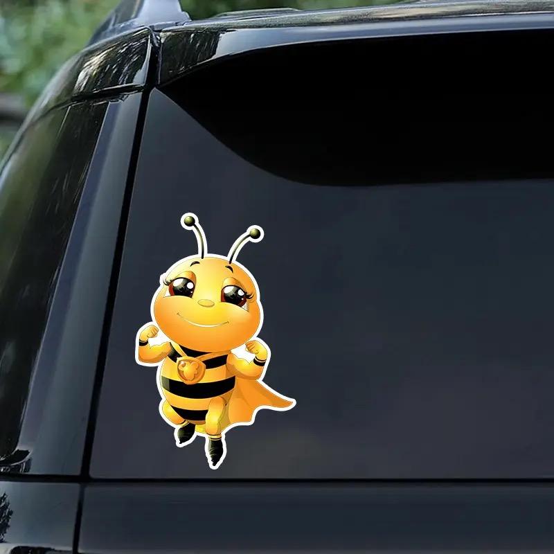 Cute Bee Cartoon Insect Car Stickers for Auto Body Window Door Trunk Moto Tank Cover Scratches Waterproof Decoration