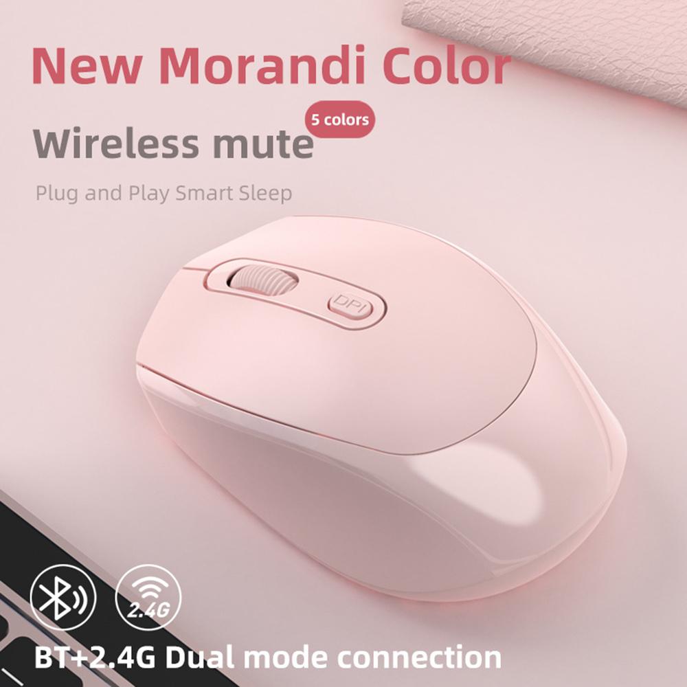 Rechargeable Wireless Mouse Dual Mode Bluetooth 5.1 Silent Pink Mice 2.4g Usb Wireless Gaming Mouse Gamer Accessories