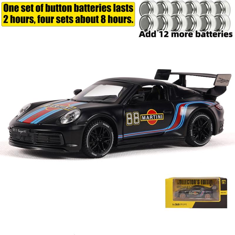 1/32 Porsche 911 Targa 4S Martini Racing Edition Спортивный автомобиль Сплав Литой Модель автомобиля Высокая симуляция Украшения Орнамент Подарок