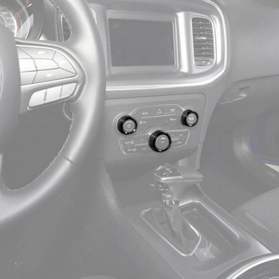 For 11-23 Chrysler 300/Charger Black Alloy AC Radio Switch Knob Trim Ring Cover