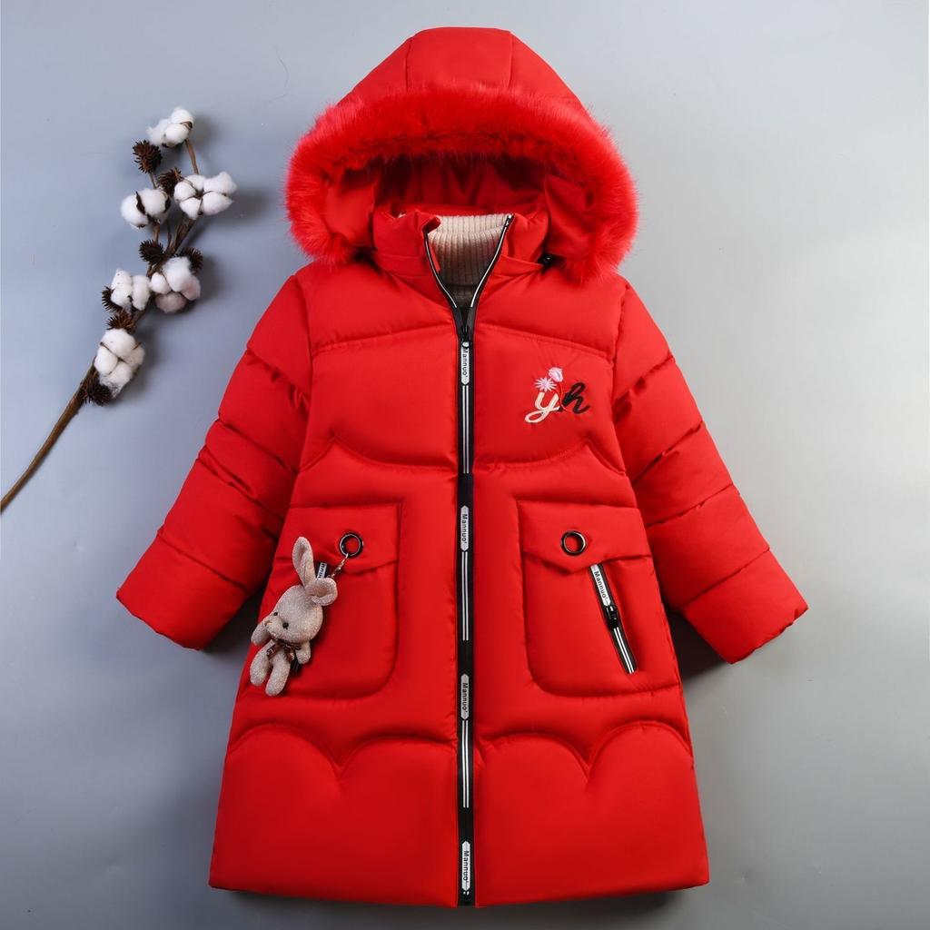 Winter Girls Cotton-padded Clothes Thickened Children Clothing 12 Years White Duck Down Jacket Playing In The Snow