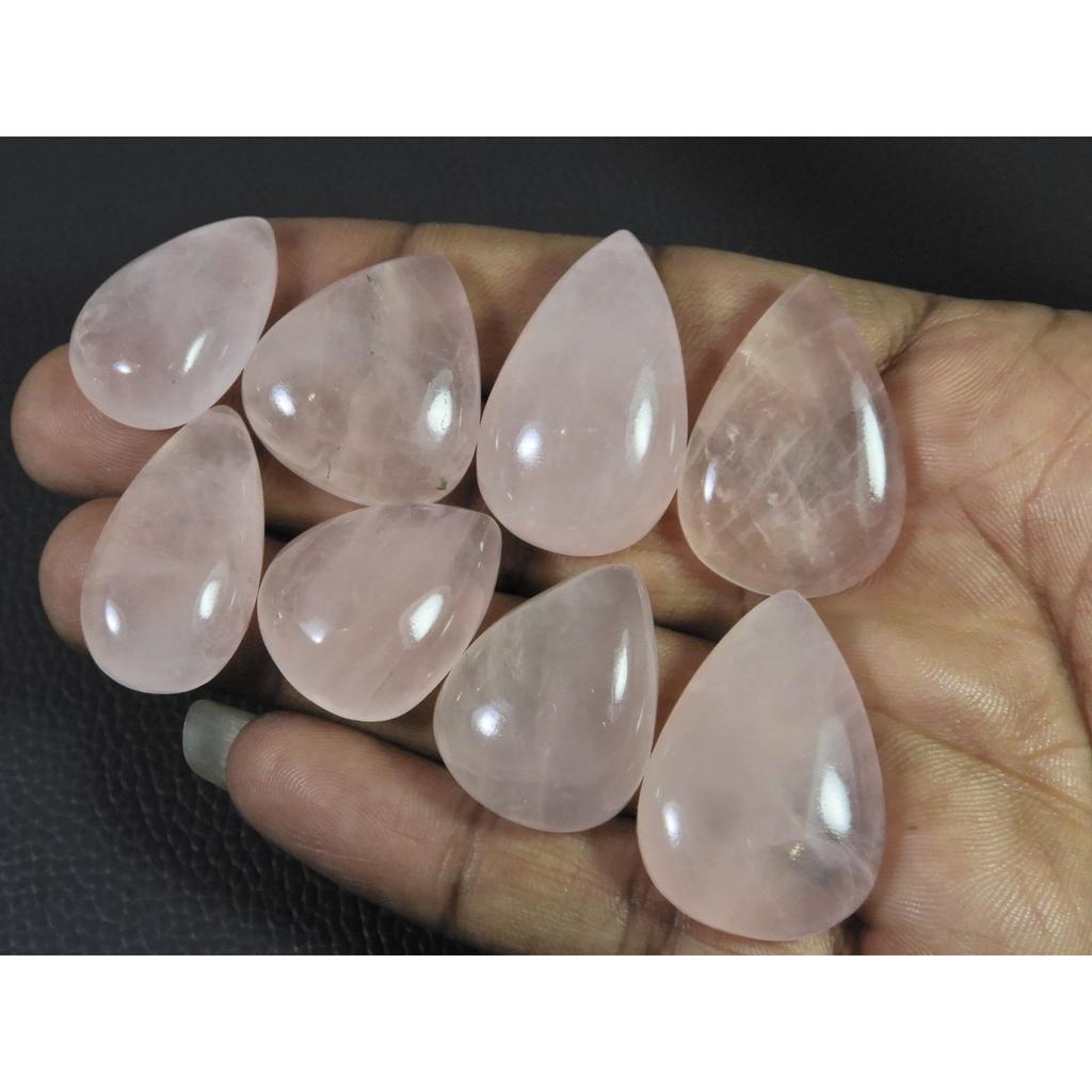 300Cts. Natural Rose Quartz Pear Cabachon Loose Gemstone 08 Pcs Lot C-2617