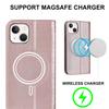 For iPhone 13 mini 5.4 inch RFID Blocking Phone Case Card Holder Stand Phone Leather Cover Compatible with MagSafe