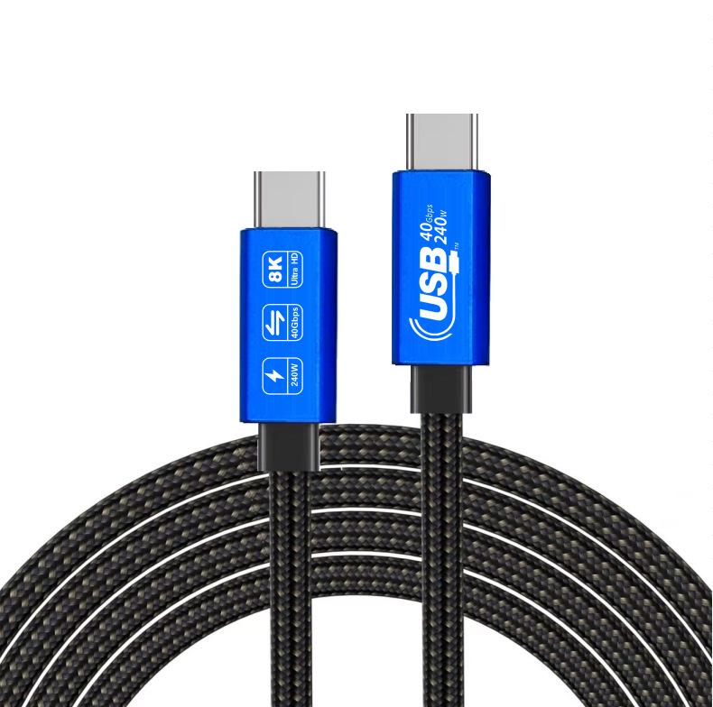 USB4 Thunderbolt 4 Cable: 40Gbps Transfer, 240W Fast Charge, 8K60Hz Display Support, Type-C