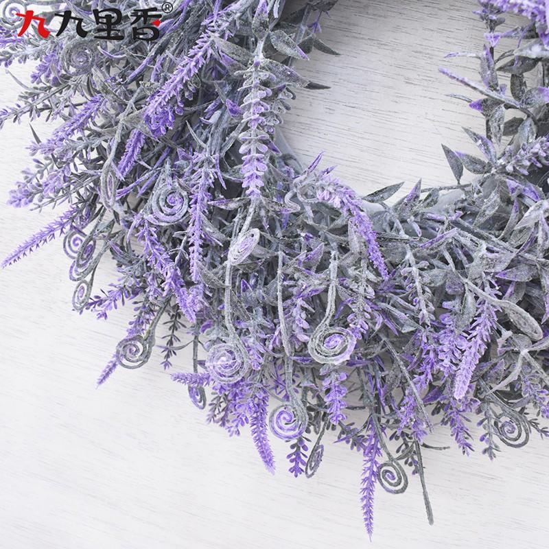Small Artificial Lavender Wreath Door Decoration Faux Floral Ring With Soft Foliage American Style Home Decor