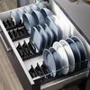 Under Cabinet Drawer Bowls Plate Storage Holder Retractable Countertop Sink Supplies Shelf Kitchen Adjustable Dish Rack Shelves