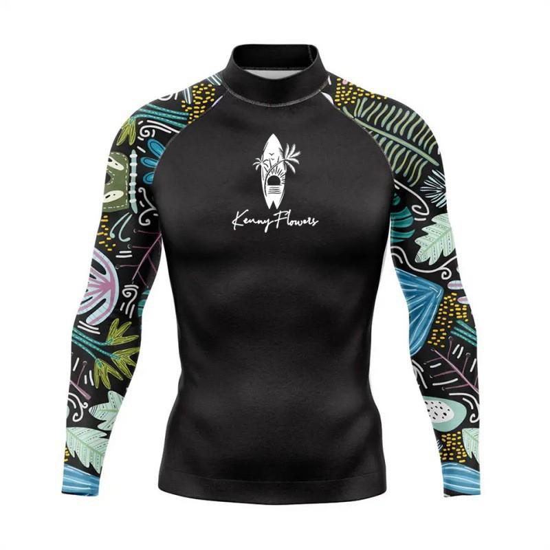 Mens Long Sleeve Rash Guard Quick Dry UPF 50 Surfing Wetsuit Diving Swimming Water Sports