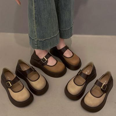 Туфли-лодочки на платформе Muffin женские летние туфли 2025 года маленькие кожаные универсальные туфли на маленькой платформе с юбкой Mary Jane