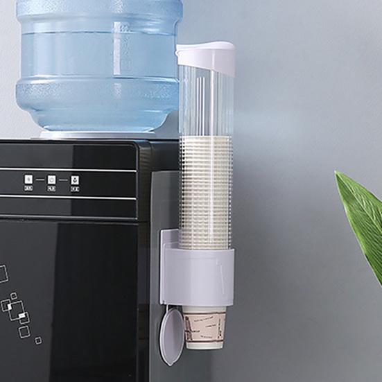 Диспенсер для бумажных стаканчиков Настенное крепление Без перфорации Выдвижной тип Прозрачная видимая пылезащитная крышка Одноразовый пластиковый стакан для воды