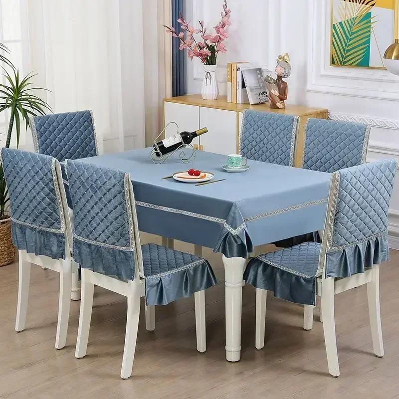 Легкий роскошный волнистый кружевной чехол на стул, утолщенная тканевая подушка для обеденного стола, европейский стиль, большой цветочный скатерть, чехол на стул