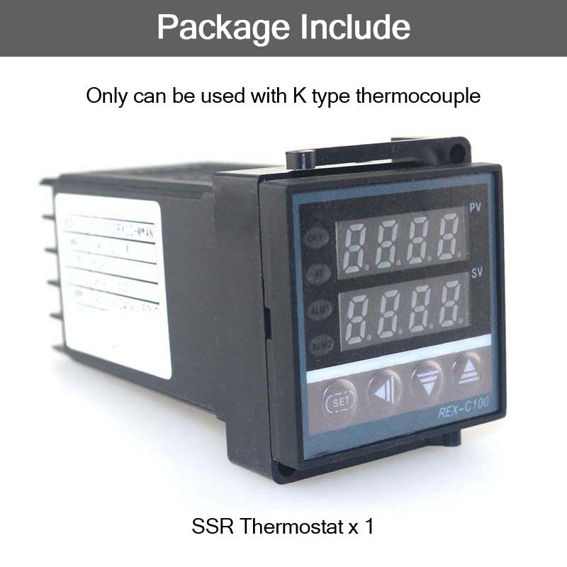 Цифровой ПИД-регулятор температуры REX-C100 0-400C Термопара K SSR 40A SSR-40A