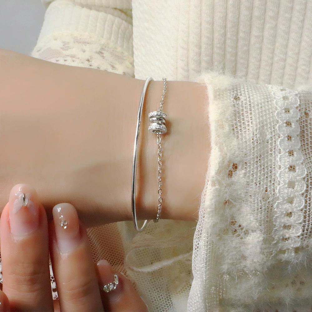 VENTFILLE 925 Sterling Silver Diamond-Studded Butterfly Bracelet Women's Fashion Temperament Flower Adjustable Bracelet