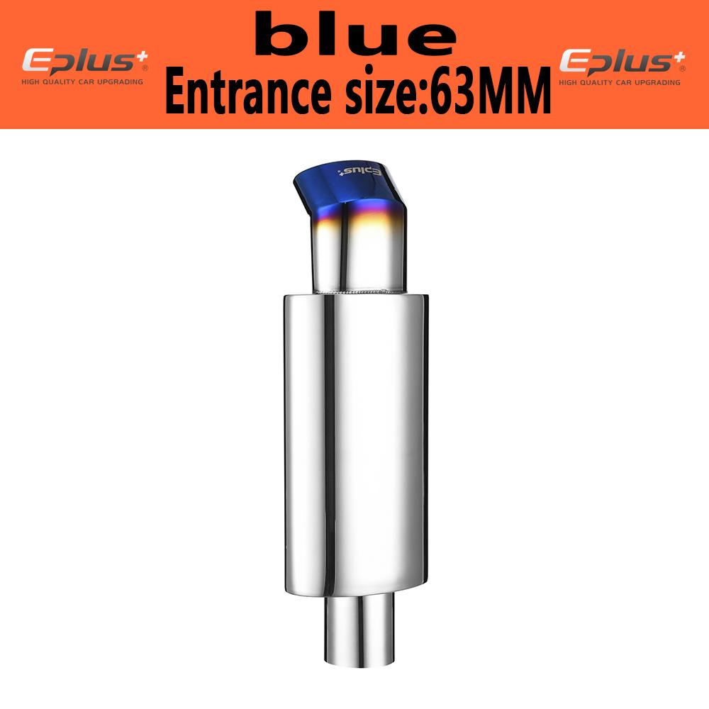 Car Exhaust Pipe Muffler Tail Universal Oval Stainless 51 57 63mm Blue Silver Exhaust System Mufflers Sports Car Sound