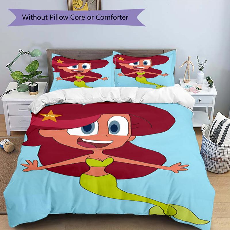 3pcs Zig & Sharko Bedding Set Duvet Cover Closure Includes 1 Duvet Cover & 2 Pillowcases, Soft and Comfortable for All Seasons.