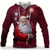 Fun Santa Print Hoodie, Cool Hoodie for Men, Men's Casual Graphic Design Pullover Hooded Sweatshirt for Winter Fall Streetwear