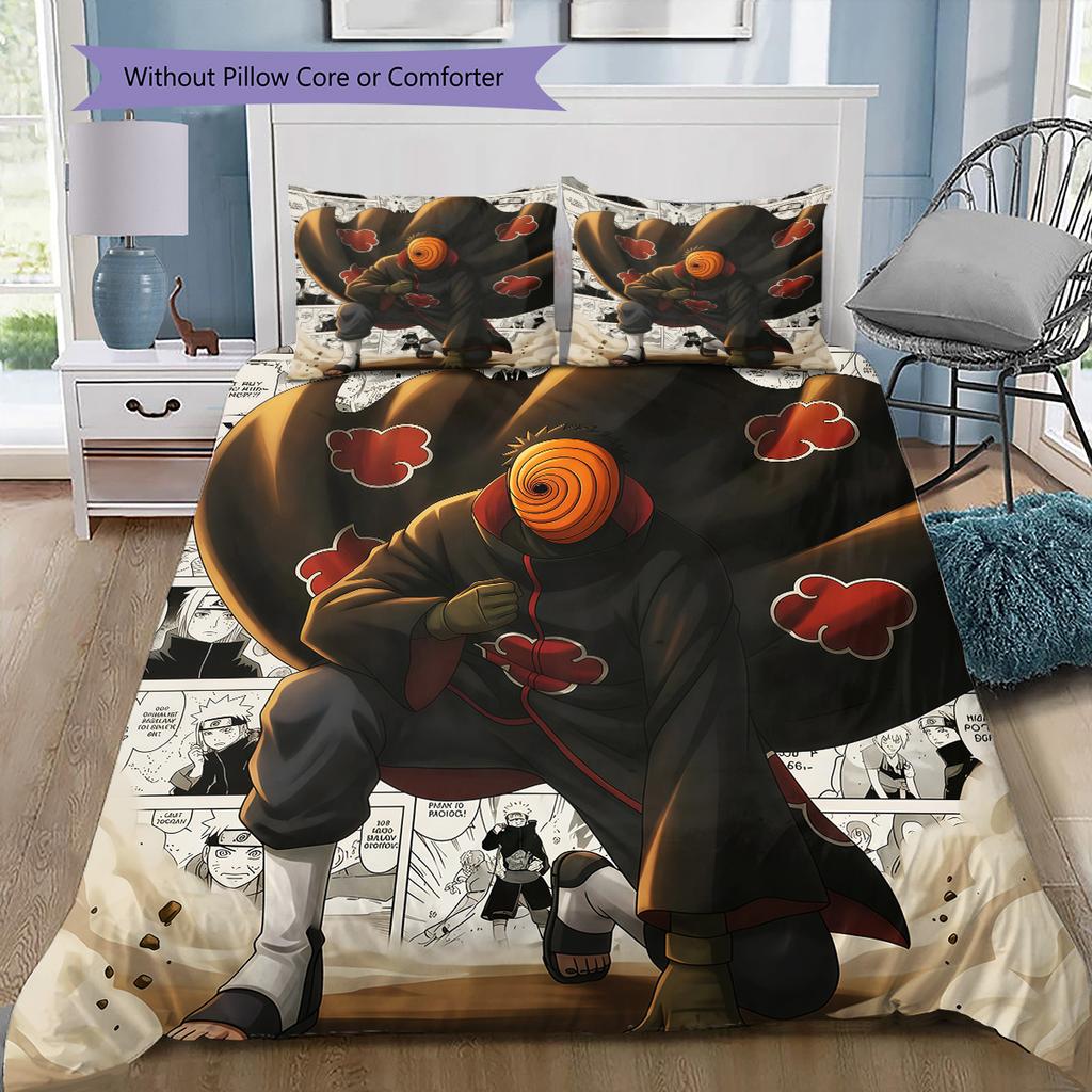 Naruto Obito Theme Bedding Set, 1 Duvet Cover & 2 Pillowcases, Home Bedroom, Perfect Gift for Naruto Fans