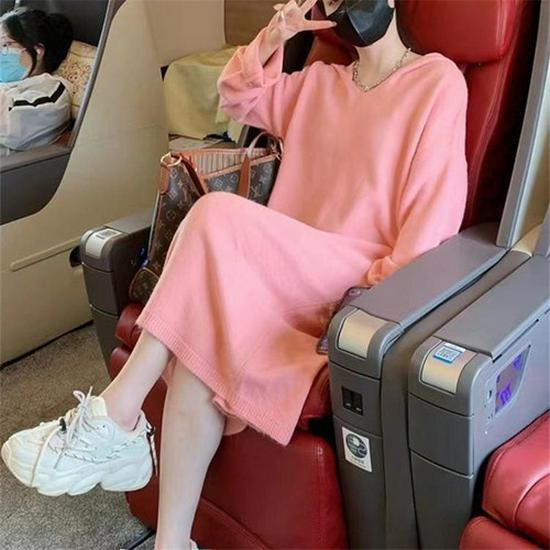 Women's High-Waisted A-Line Wool Skirt with Sweater - Hip-Covering, Slimming, Medium-Length for Autumn/Winter