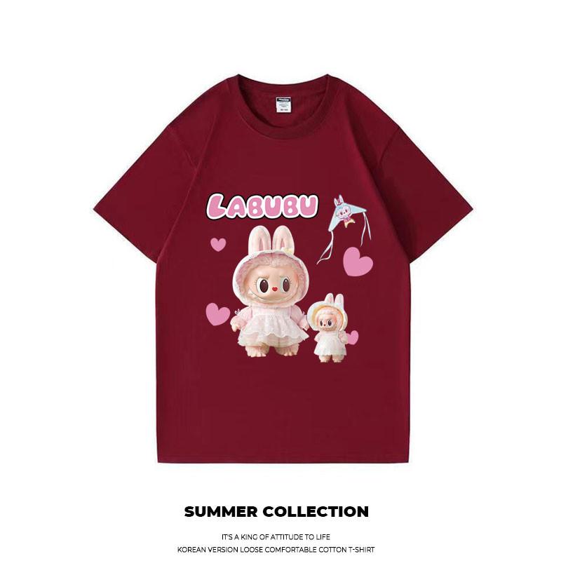 LABUBU Korean Oversize Short Sleeve T-shirt Summer Loose Unisex Tops Women Unique Blouse Baju Perempuan Murah Lengan Panjang Wanita Baggy