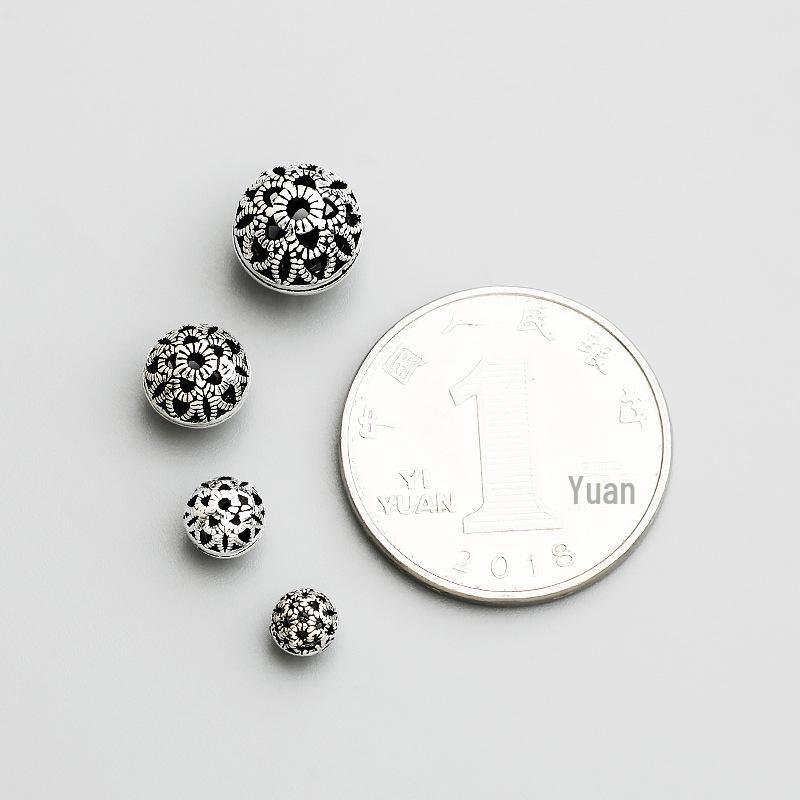 S925 Sterling Silver Retro Hollow Flower Spacer Beads for DIY Bracelets and Necklaces