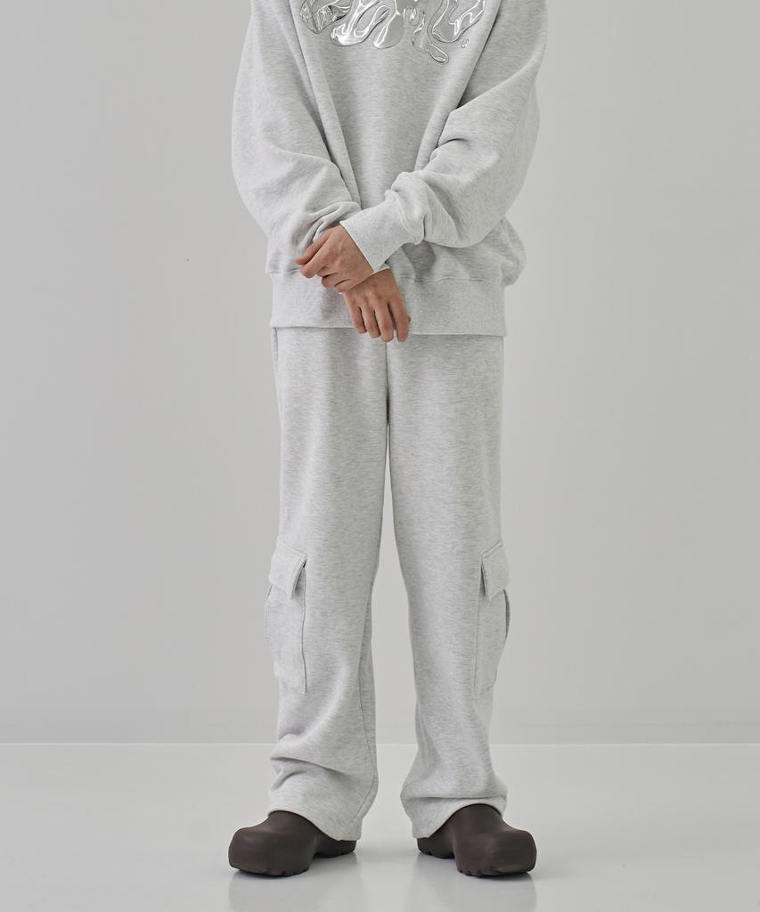 DEMADEN Demd Side Pocket Cargo Wide Sweat Pants Gray