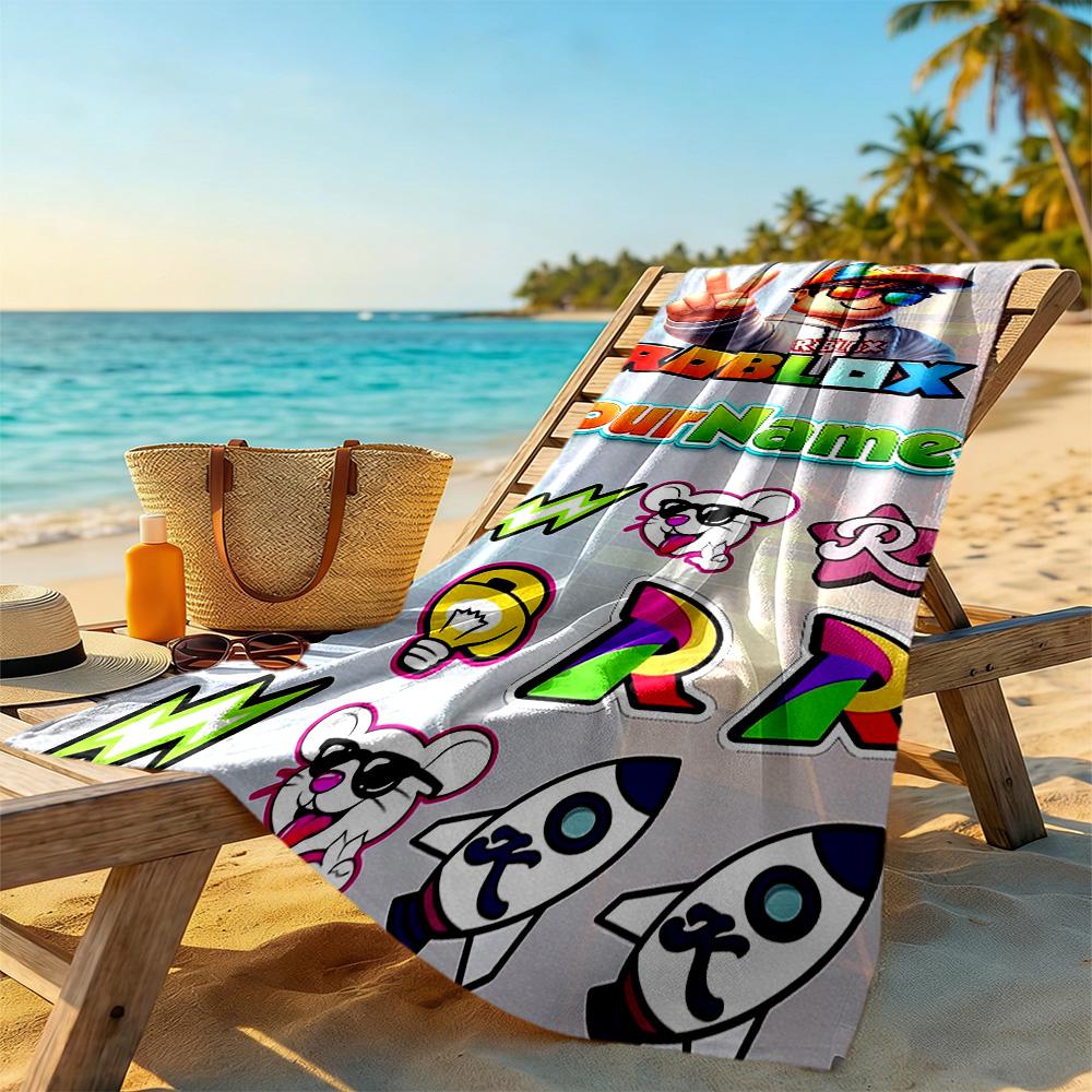 Roblox Personalized Name Beach Towel Soft Durable Quick-Dry Perfect for Traveling Yoga Camping and Swimming