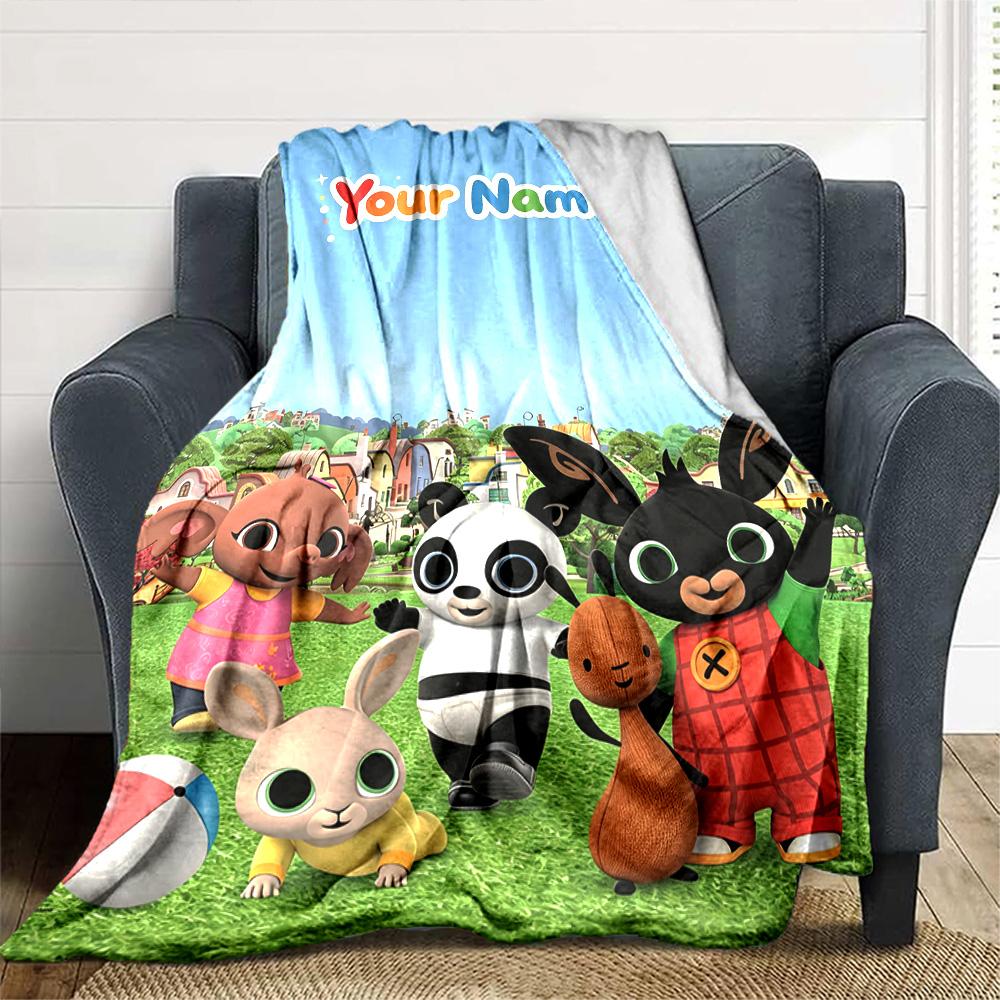 Name Custom Bing Print Flannel Blanket High Quality Warm Comfortable Cover for All Seasons Perfect for Gifts Home Decor