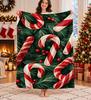 Christmas Candy Cane Flannel Throw Blanket Pine Branch Holly Berry Soft Warm Blanket Xmas Holiday Home Decor Sofa Couch Bed Gift