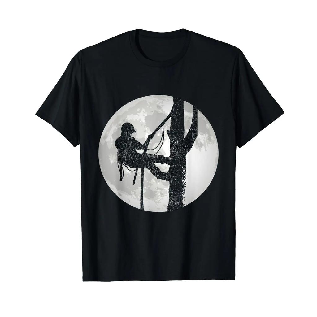 Outdoorsunisex Lumberjack Tree Climber Moon Logger Arborist T Shirt Vintage Fashion Versatile Homme Stylish