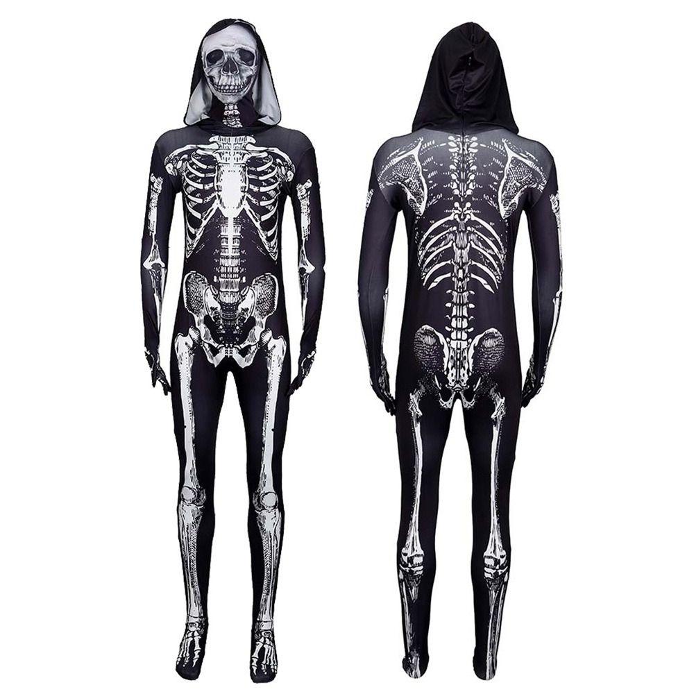 Polyester Halloween Cosplay Costume Separate Headgear Skull Bodysuits  Halloween