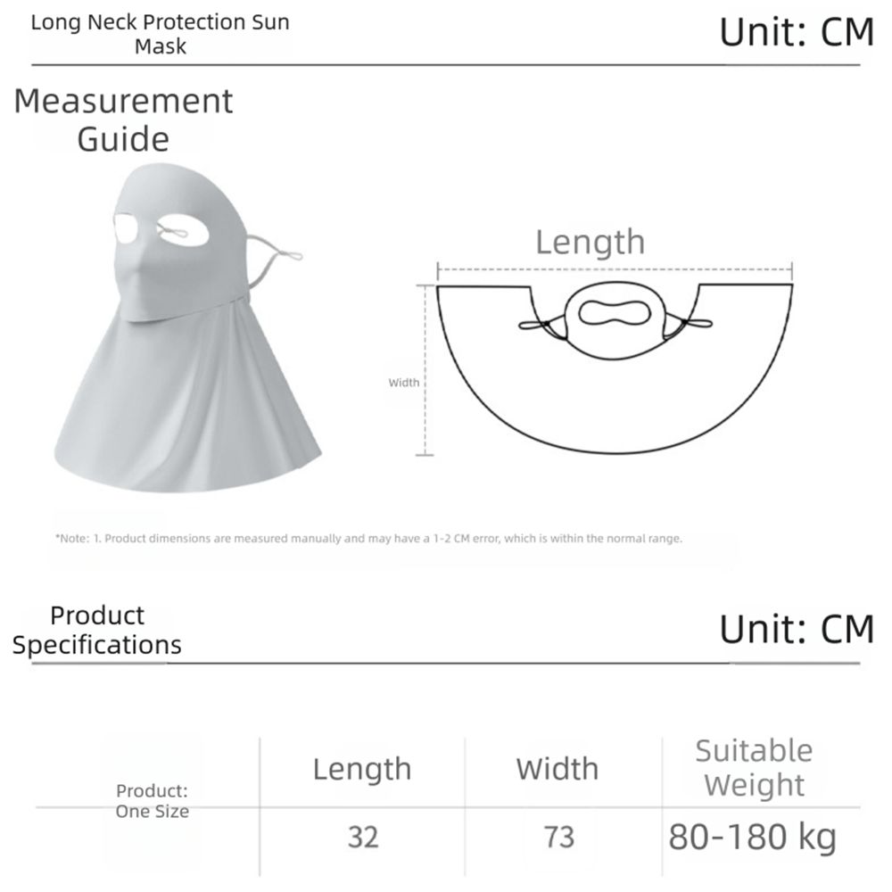 Shoulder/Neck Protection UV Protection Face Cover UPF100+ 360 Full Coverage Facekini  Summer