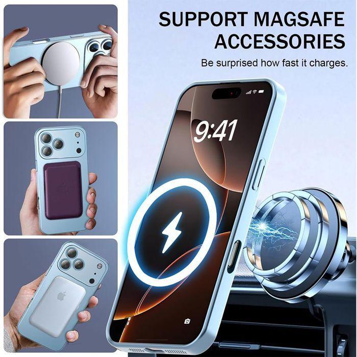 Coque pour iPhone 18 Pro Max, Silicone Anti-Rayures avec Cercle Magnétique - Bleu