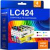 Ink Cartridges - DOUGLAS LABORATOIRES - LC424 - Compatible Brother - Pack of 4 - High Yield 750 Pages