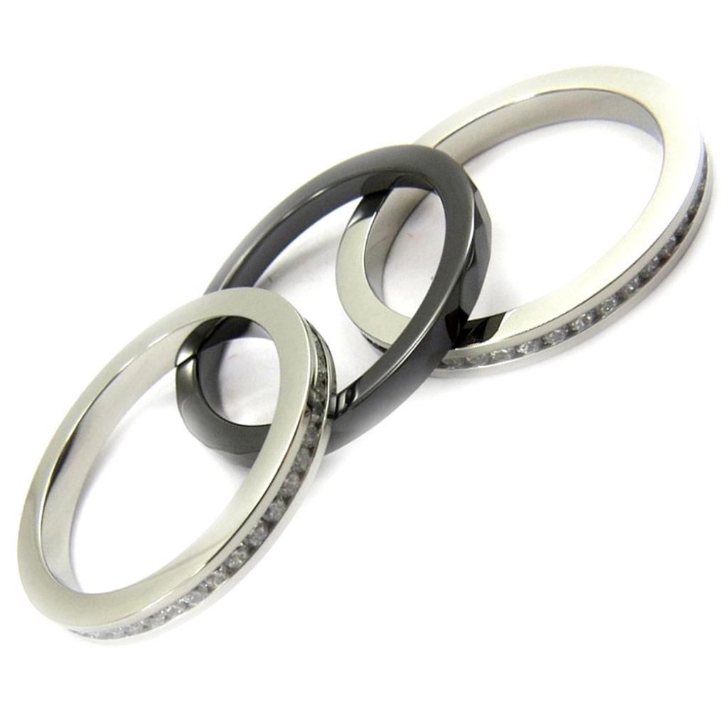 Стальное кольцо 'Сисси' черно-белое - 7 мм
