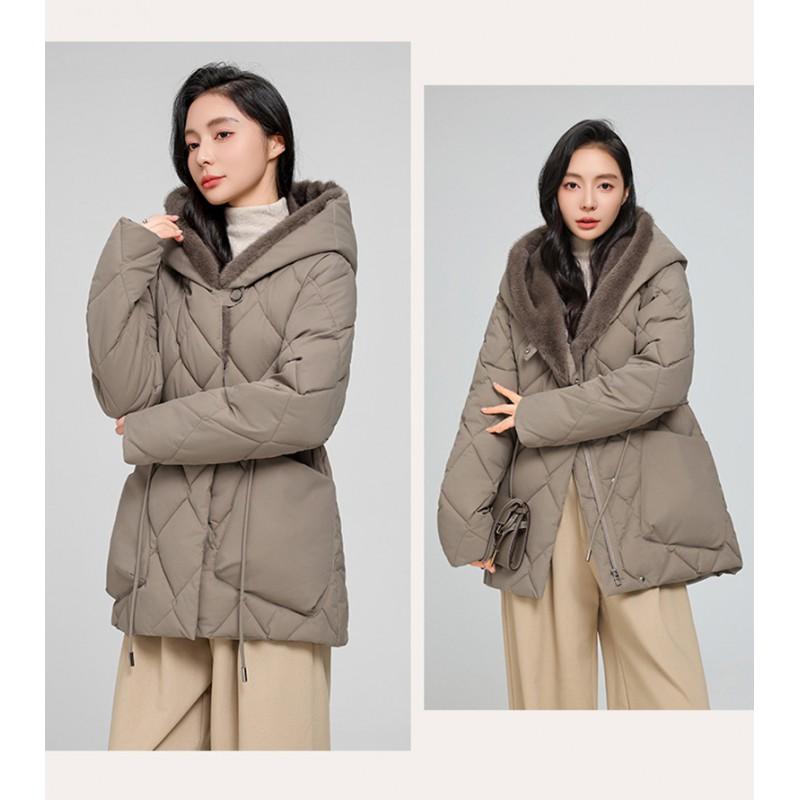 Womens Mid-Length Hooded Cotton Padded Coat Slim Fit Thick Warm Winter Jacket Office Casual Wear