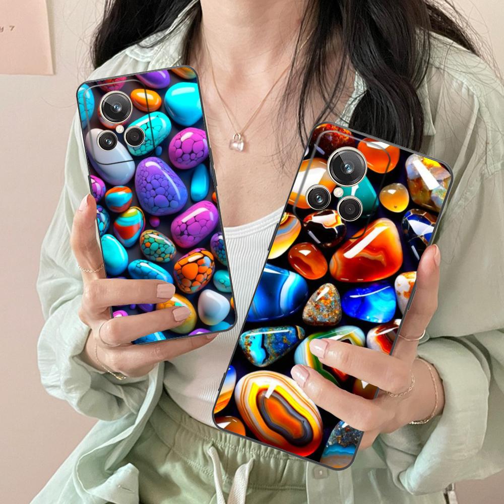 Эстетичный Чехол для Телефона с Камушками для Realme 15 14 13 12 11 10 9 Pro Plus T i Lite 5G Цветной Печатный Чехол Чехол Красивый