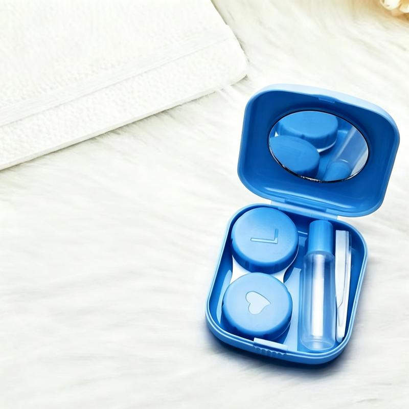1PC Contact Lens Box Holder Portable Small Lovely Travel Solid Colour Eye Contact Lenses Case Container Soak Storage Case Kit