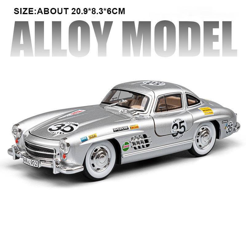 1:24 300Sl 500K Винтажные Автомобили Миниатюрные Литые Сплавные Игрушки Модель Двери Открываются Звук Свет Оттягиваемый Механизм Машинки Мальчик Значимые Подарки