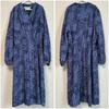 Used Vintage Showa Retro Floral Pleated Cache Coeur Dress Navy One Piece