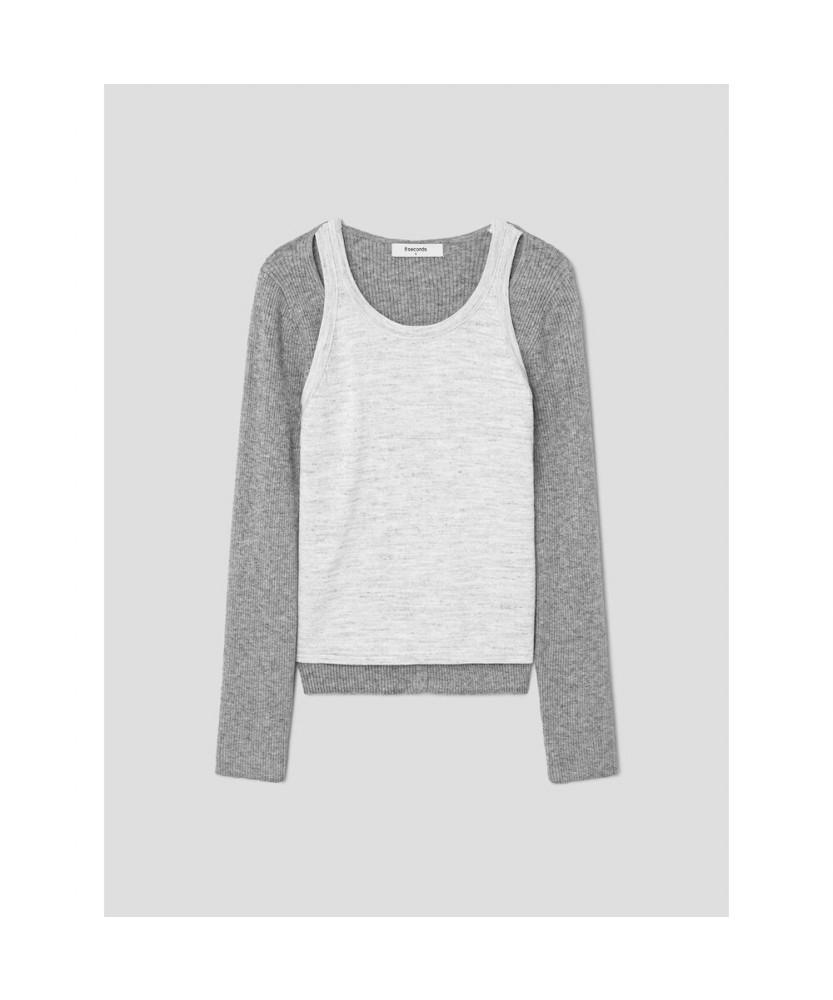 8SECONDS Layered Pullover Light Gray