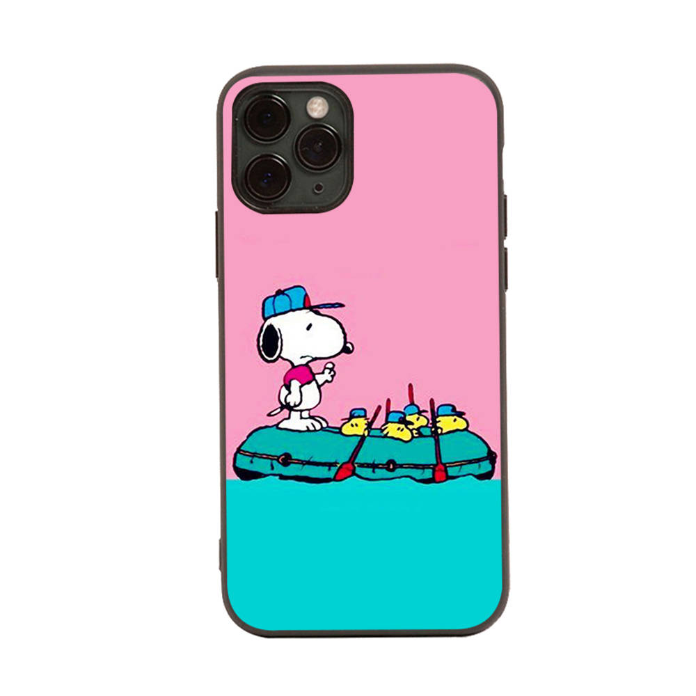 SM14 Snoopy Cartoon Black Sofe Case for Samsung Note 20 Lite S24 Ultra S23 A03 A05 A06 A11 A71 A15 A16 A13 A24 A25 A33 A52 A53 A50 M55 M35 Plus