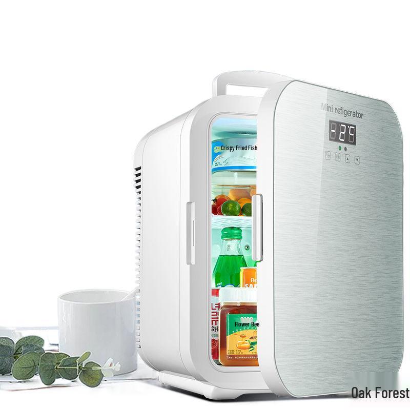 Compact Dual-Function Mini Fridge for Dorms, Bedrooms, and Cars - Ideal for Personal Use and Cosmetics.