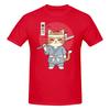 Piece Wandering Cat Funny Graphic  Cotton TShirt Samurai Cat Tops Tees For Unisex