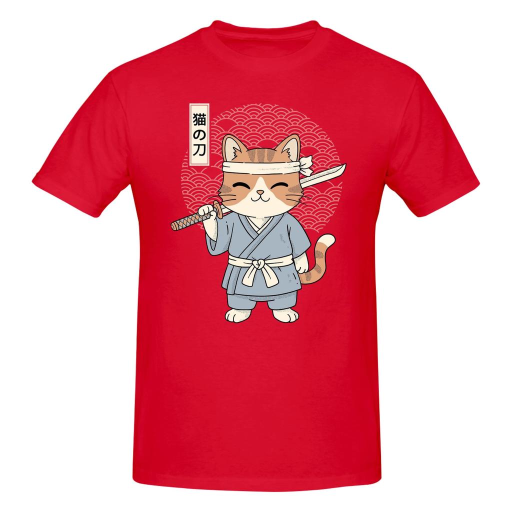 Piece Wandering Cat Funny Graphic Cotton TShirt Samurai Cat Tops Tees For Unisex